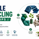 Textile recycling startups and sustainable fashion illustration